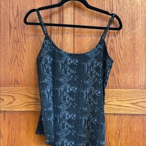 NWT- Evereve Black Snake Cami, Size Small, Measurements in Photos